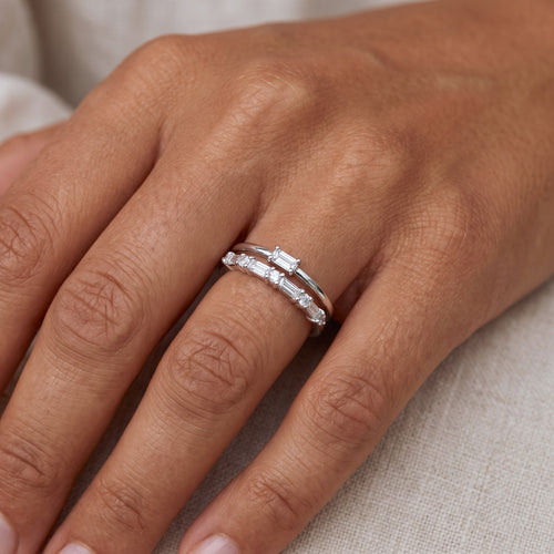 Klynge Baguette Ring Sølv