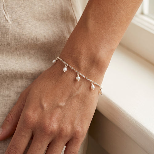 Gelang Rantai Rolo Mutiara Kecil