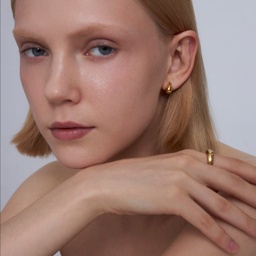 Organic Teardrop Stud Earrings