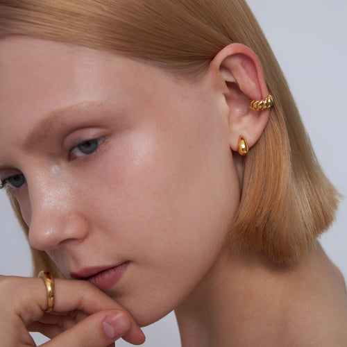 Organic Teardrop Stud Earrings