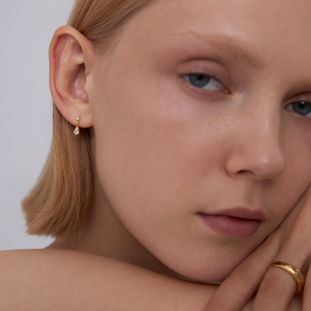 Dangle CZ Pear Flatback Earring
