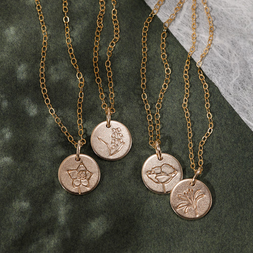Personalized Mini Birth Flower Necklace