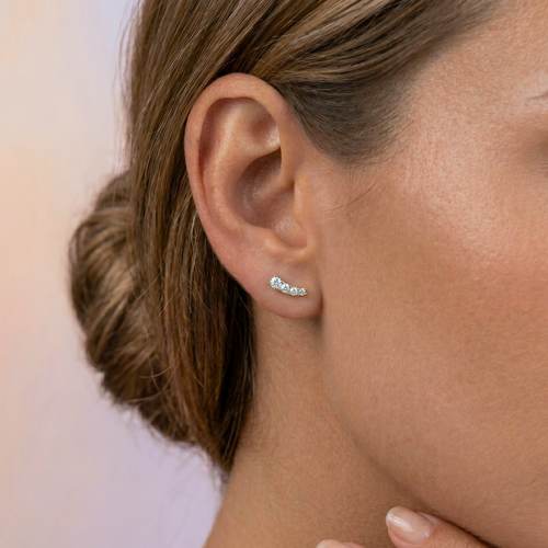 Gradient CZ Threaded Labret Earring