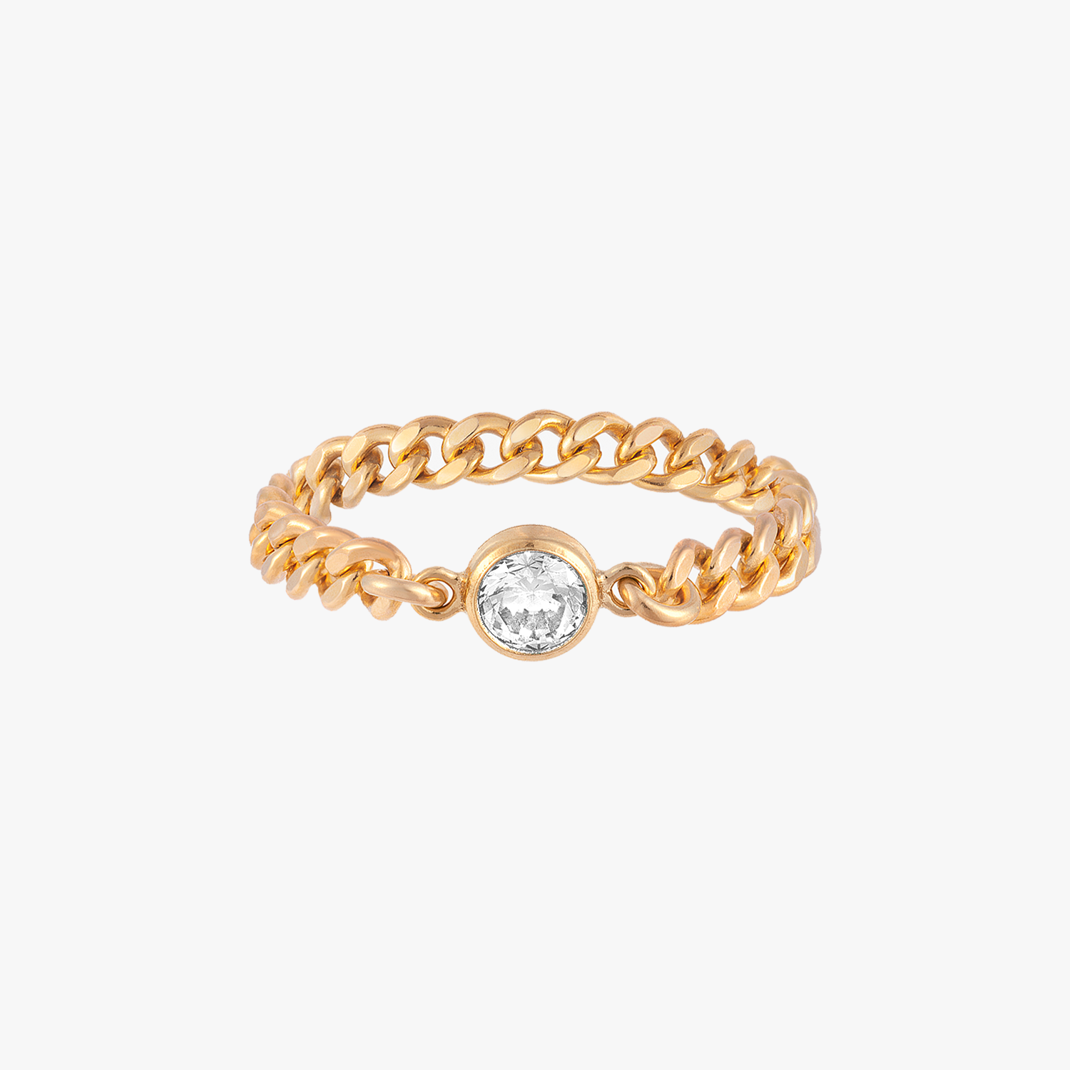 Cincin Bezel Jernih Rantai Pembatas