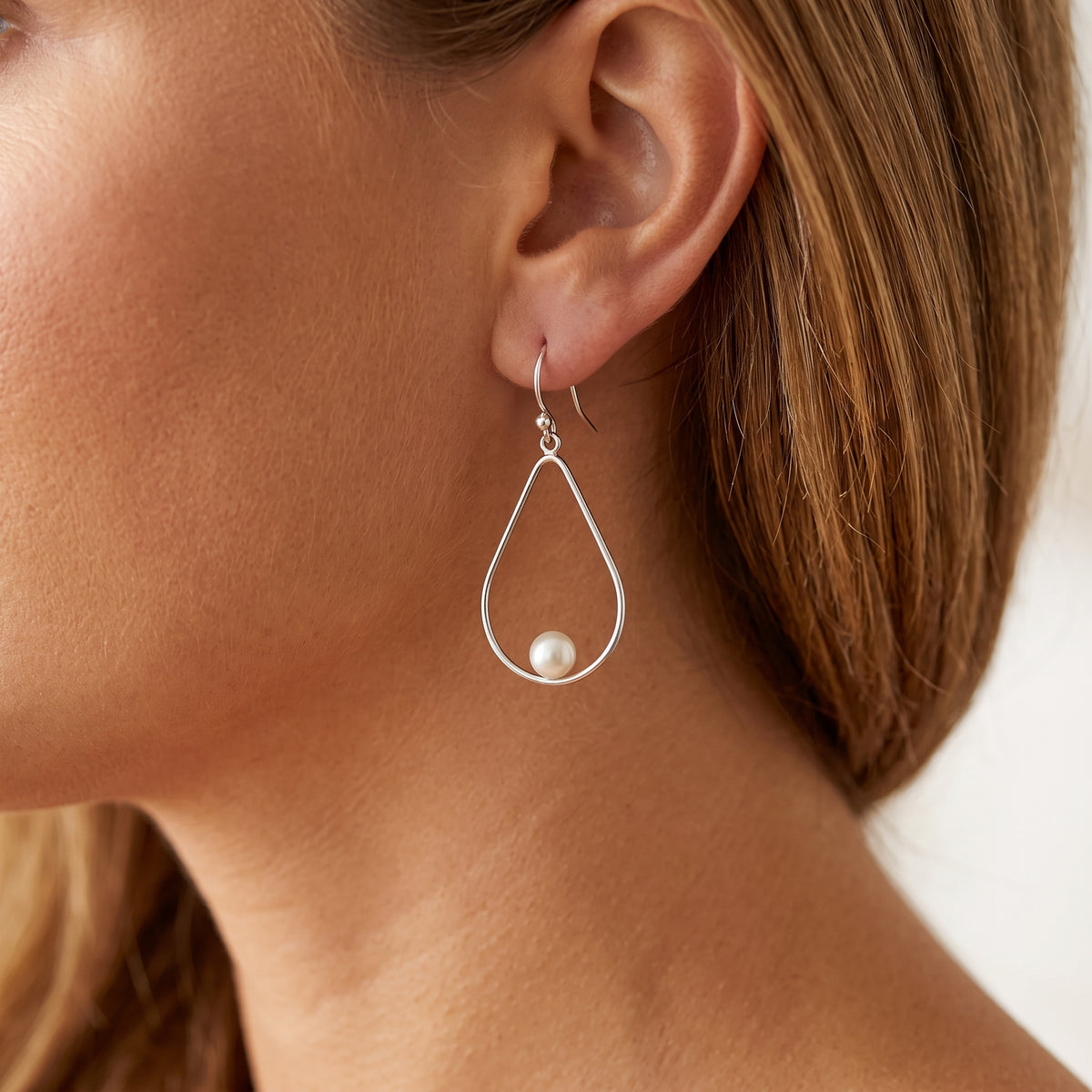 Open Teardrop Pearl Earrings