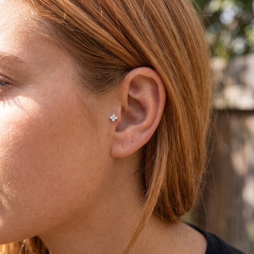 Sparkly CZ Floral Flatback Earring