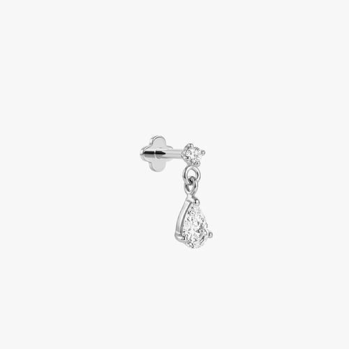 Dangle CZ Pear Flatback Earring