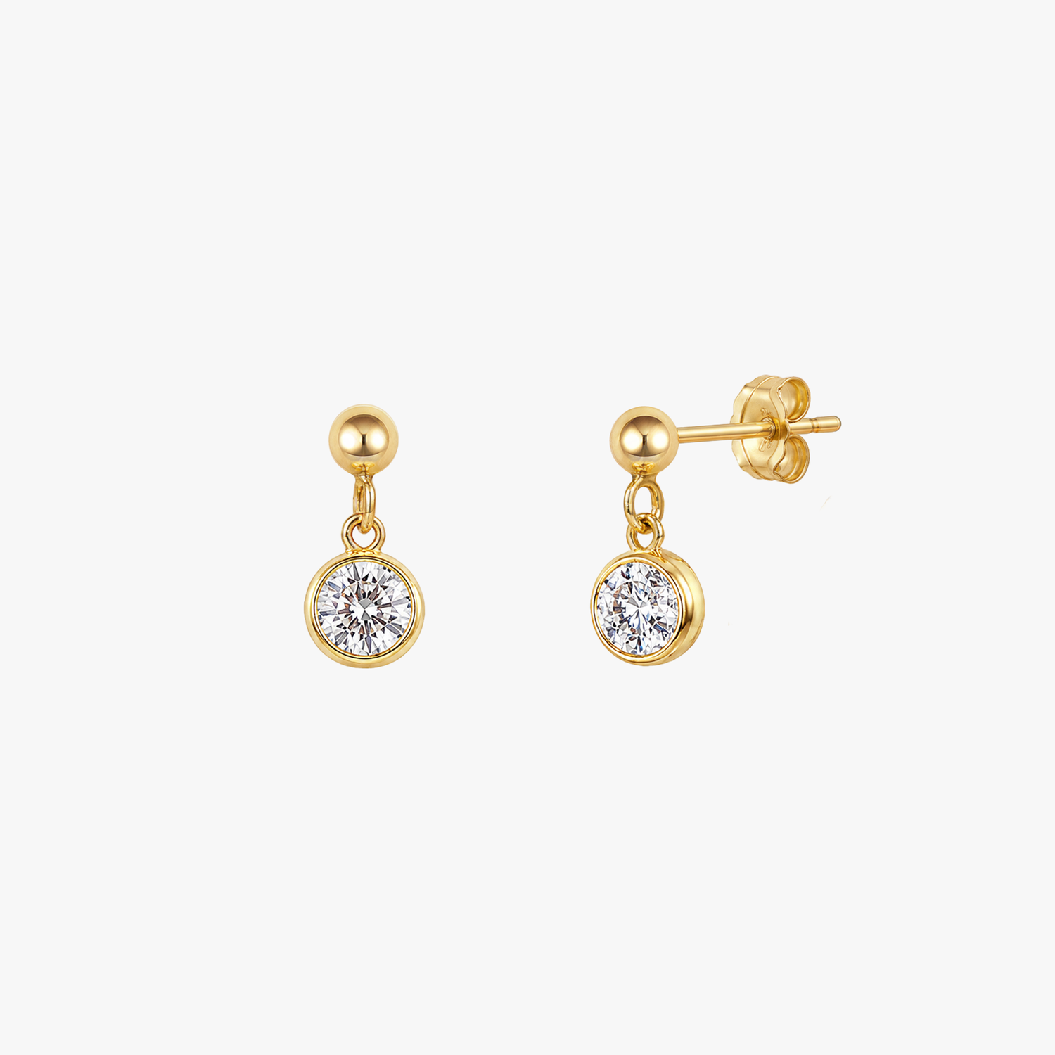 Bezel Sparkly Ball Stud Earrings