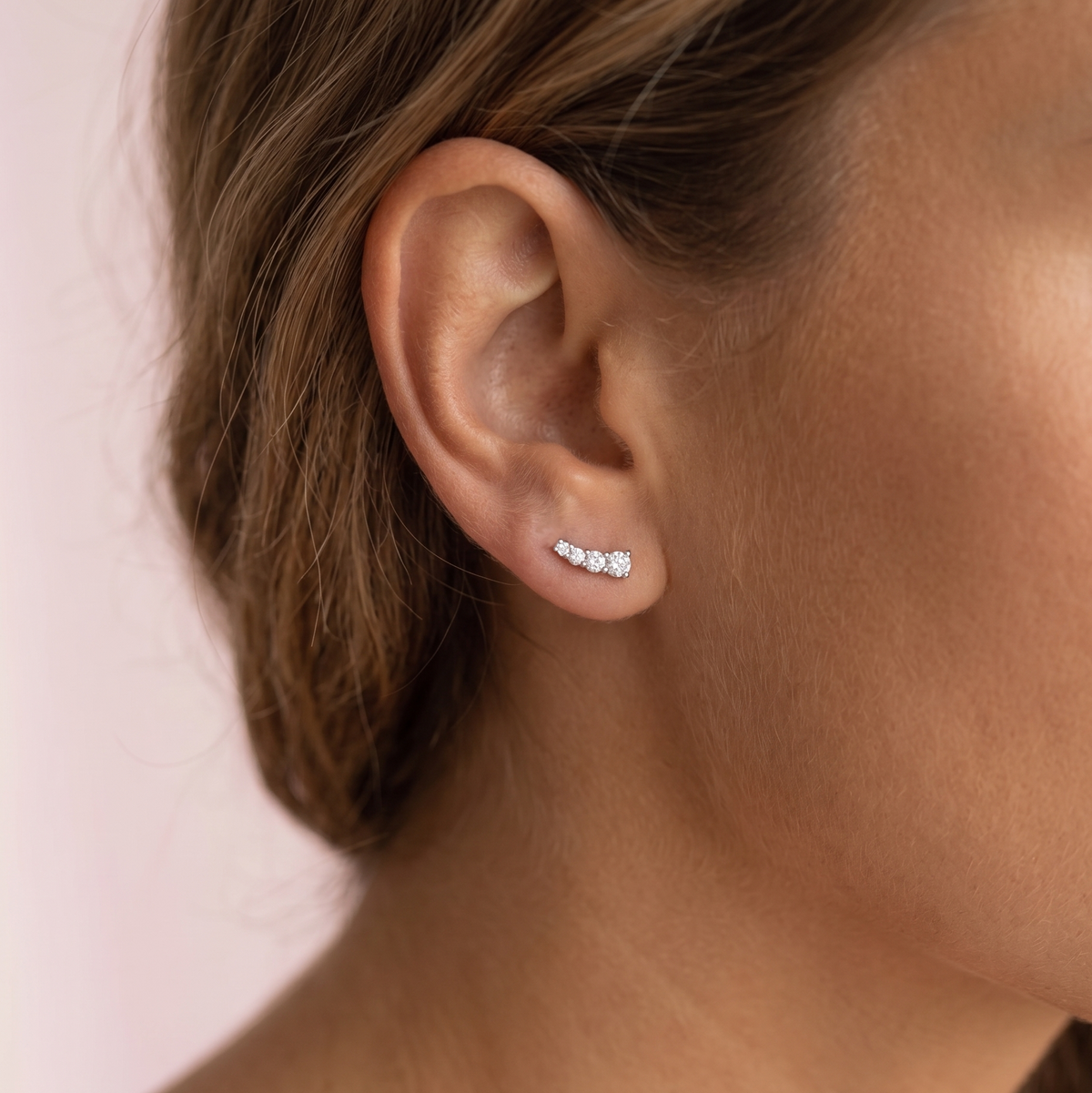 Gradient CZ Threaded Labret Earring