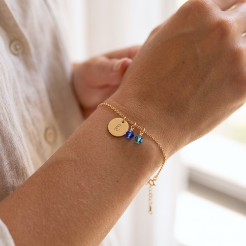Gepersonaliseerde geboortestenen kristallen schijf armband