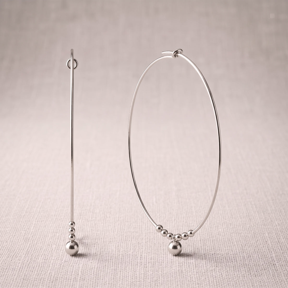 Fringe Beaded Ball Large Hoop Earrings