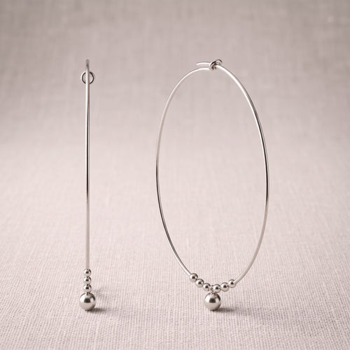 Fringe Beaded Ball Large Hoop Earrings