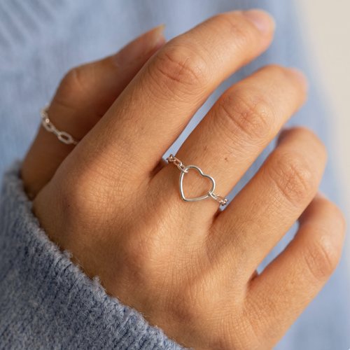 Verlieben Sie die Liebe Kette Silberring