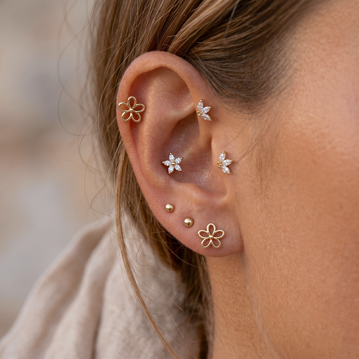 Marquise Bloom Flatback Earring