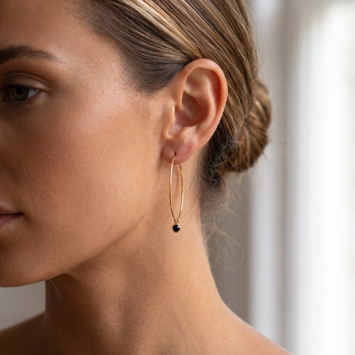 Aretes de aro de bisel negro