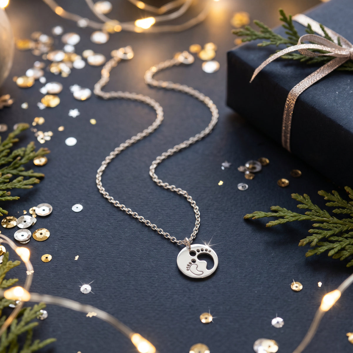 Little Steps Disc Pendant Necklace