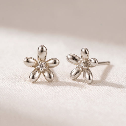 ต่างหูประดับเพชร Floraison ทองแท้ 14K