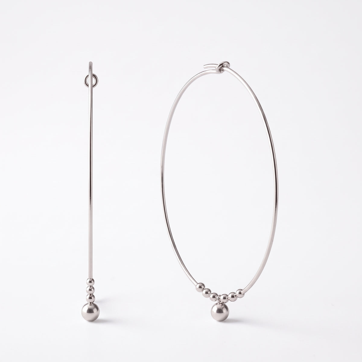 Fringe Beaded Ball Large Hoop Earrings