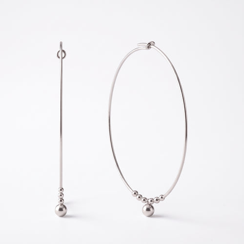 Fringe Beaded Ball Large Hoop Earrings