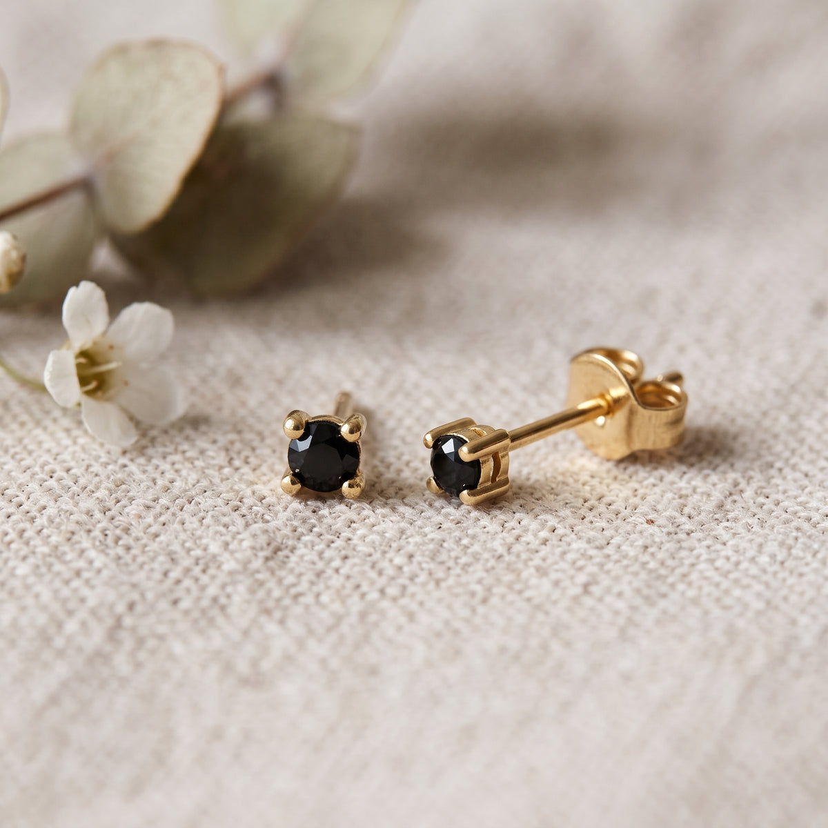 Mini Black Stud Earrings