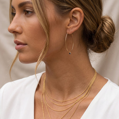 Aretes de aro de bisel negro