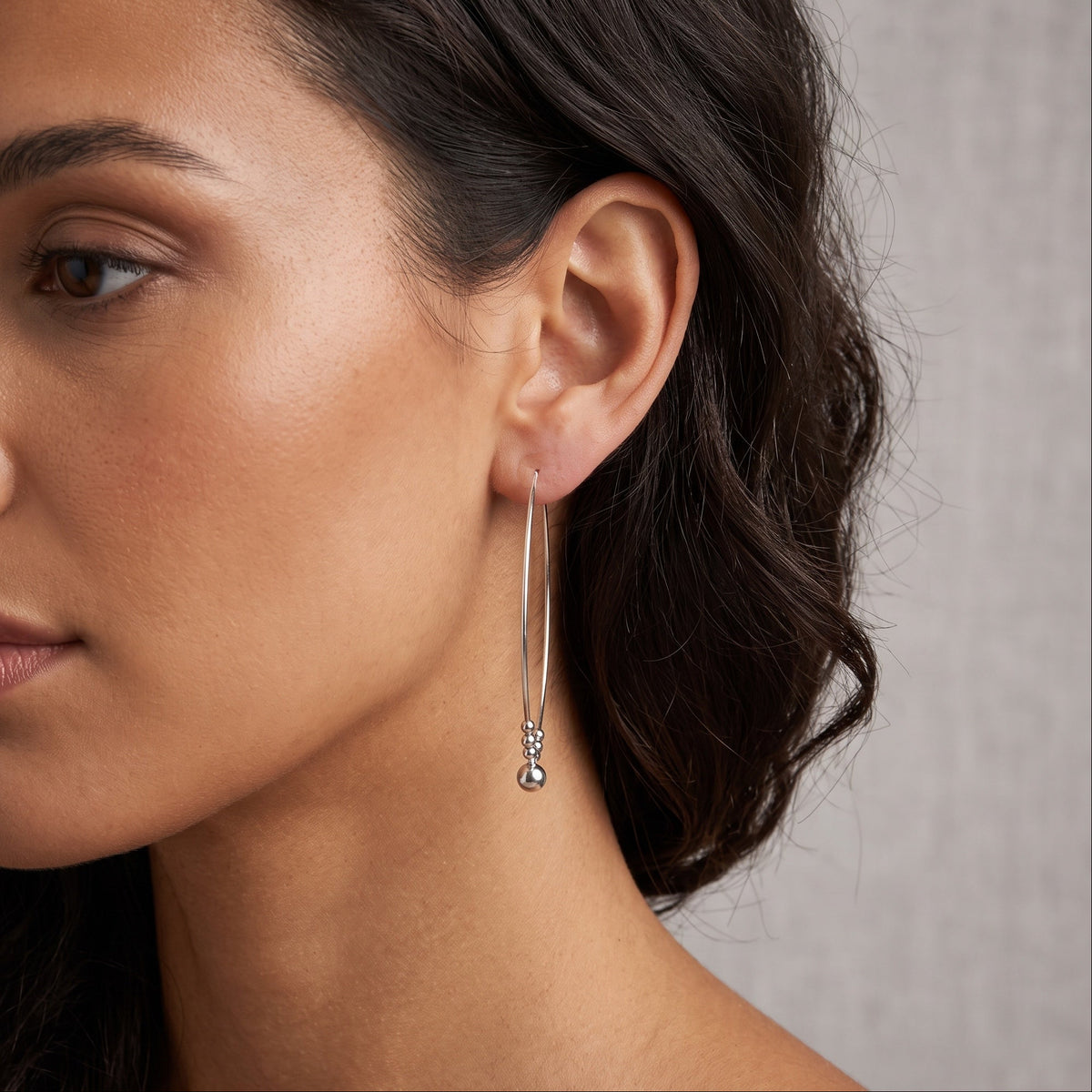 Fringe Beaded Ball Large Hoop Earrings