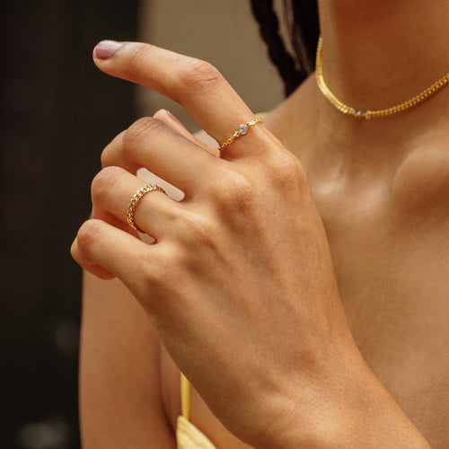 Mini -Kette klarer Lünette Ring