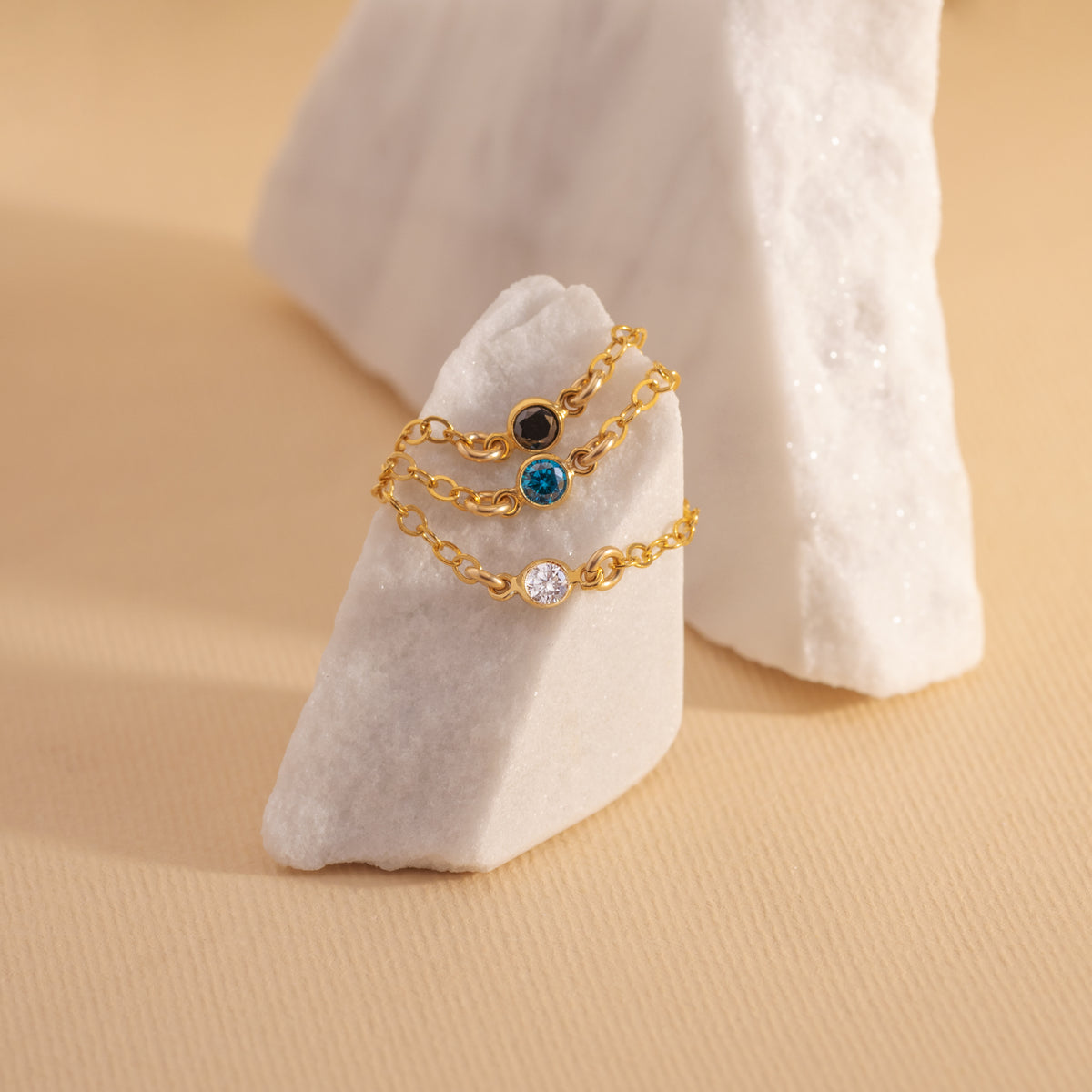 Mini -Kette klarer Lünette Ring