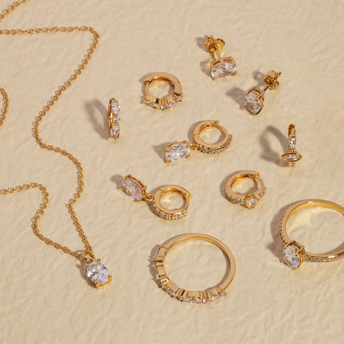 Gold de anillo de pavimento de lágrima