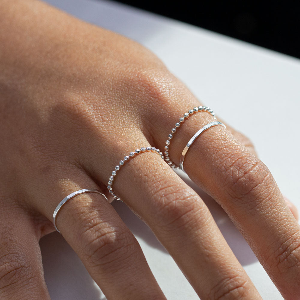 Hammered Band Ring Silver