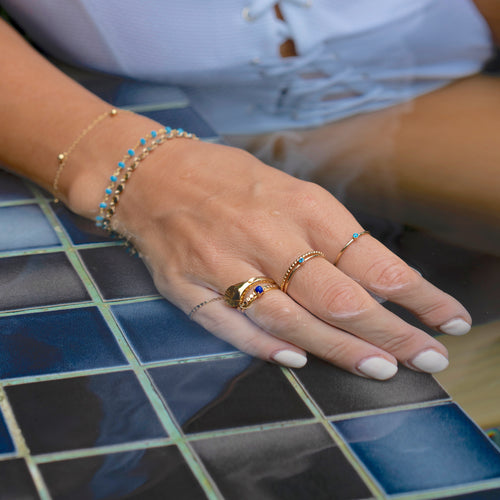 Mini Blå Aqua Ramme Ring
