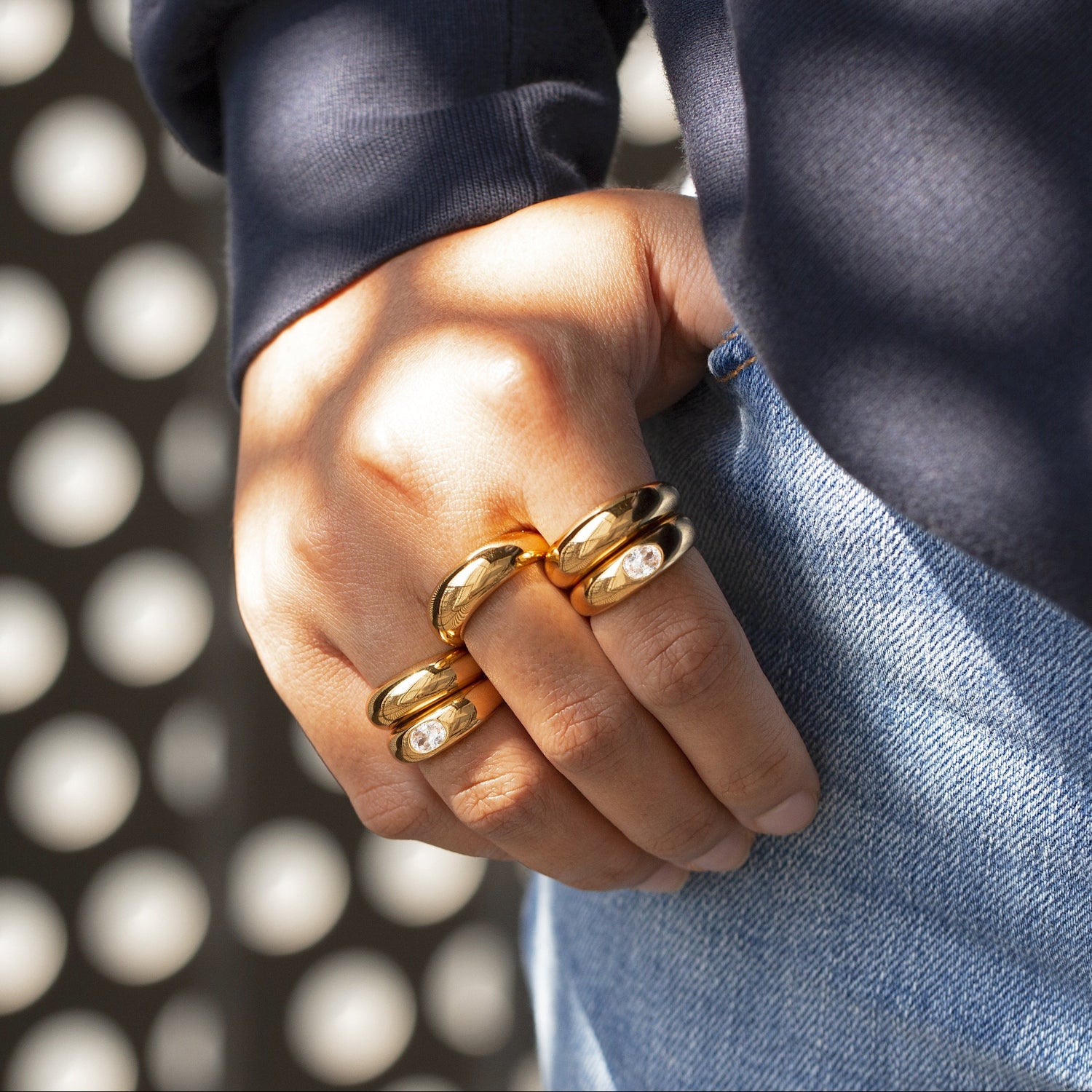Marquise kuppelring i guld