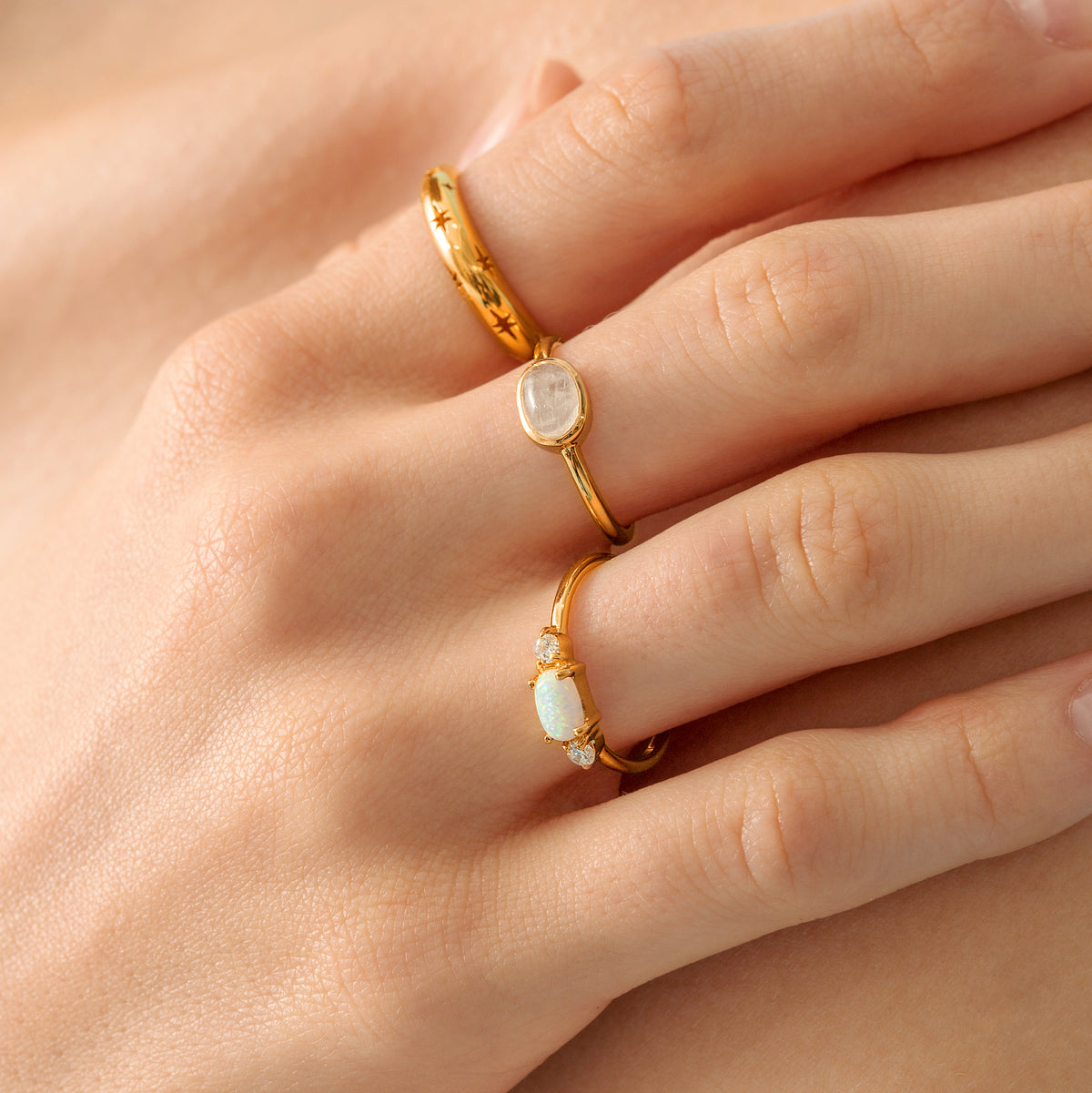 Cincin Deco Opal CZ Perak