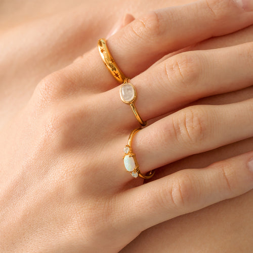 Cincin Deco Opal CZ Perak
