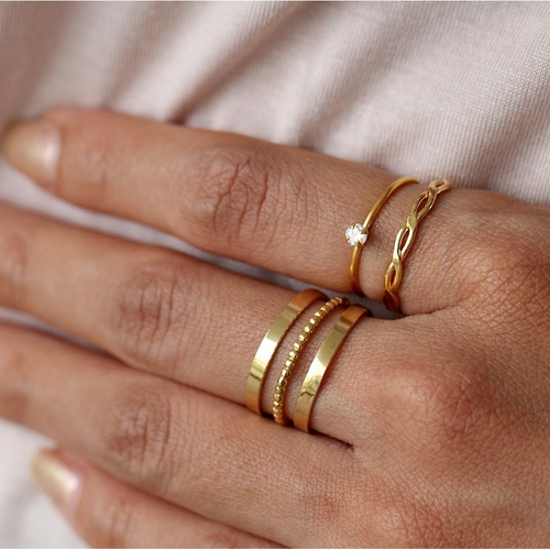 Flettet Slank Ring Guld