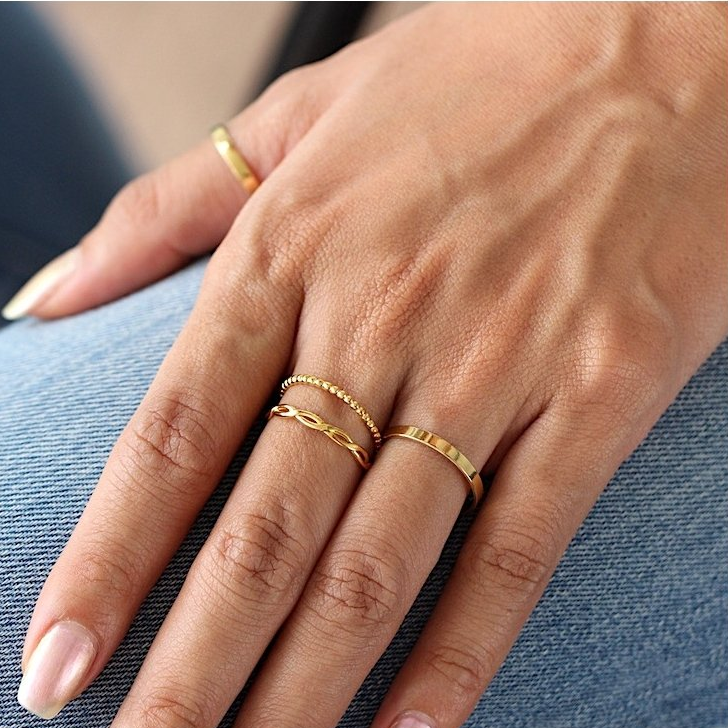 Flettet Slank Ring Guld