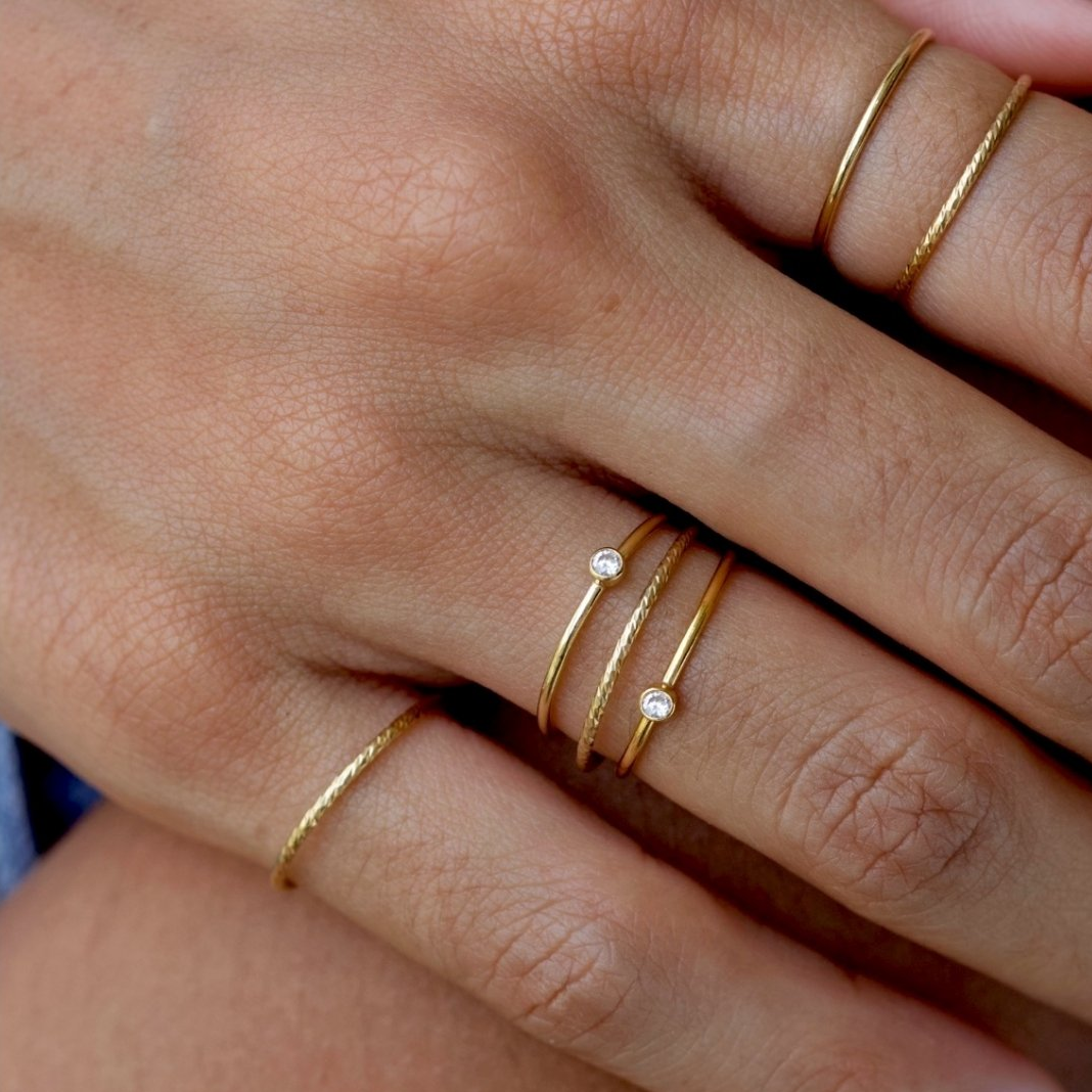 Sparkle Skinny Ring Goud