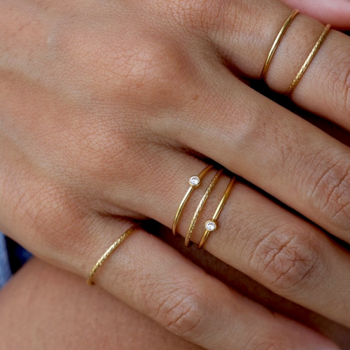 Sparkle Skinny Ring Goud